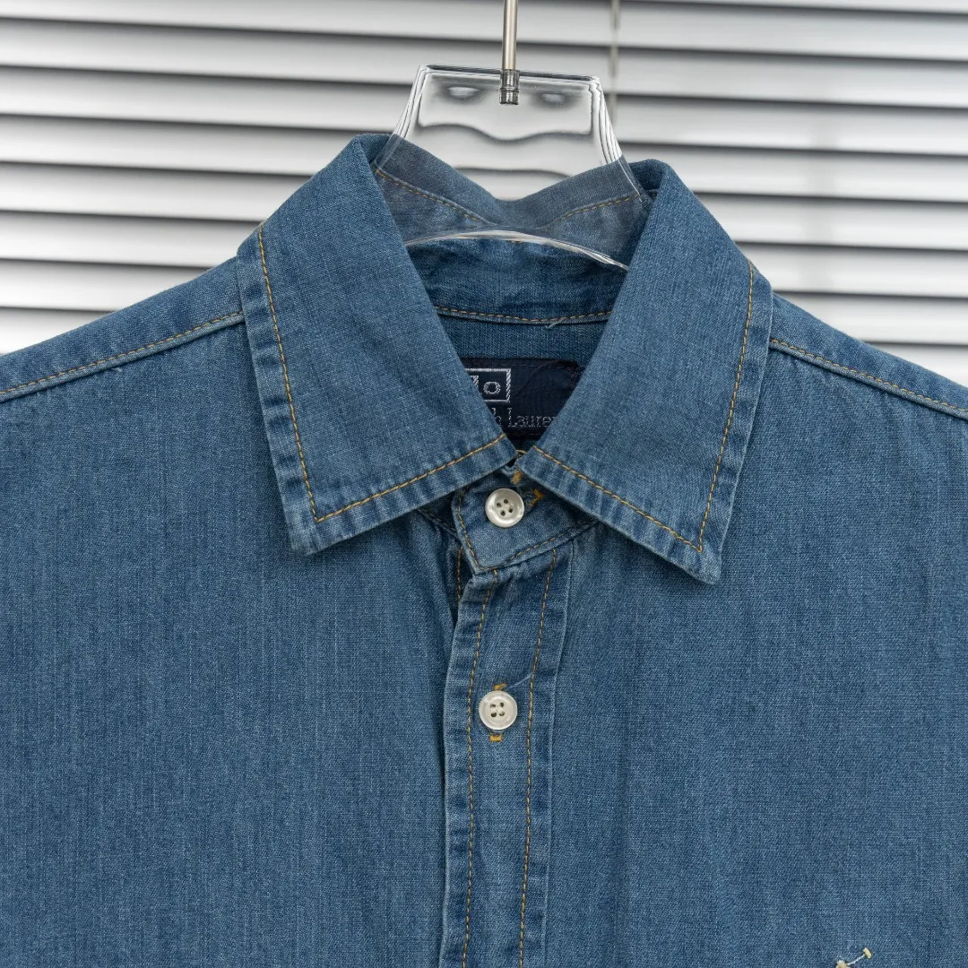 P250 top version (difference in currency) Style: Ralph Lauren POLO denim canvas embroidered long shirt POLO Color: Picture color Size: S-XL Fabric: Pure cotton Accessories: Full set of customized accessories No gender distinction Same style for men and women